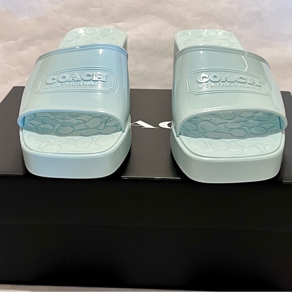 Coach Scarlett Rubber Block Heel Sandals Size 10 Sea Mist (Green/Blue) - Picture 7 of 13